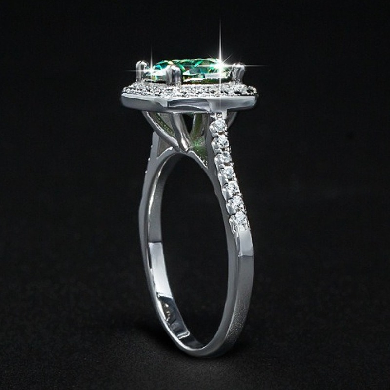 Elegant 0.5 Carat Round Cut Green Moissanite Wedding Ring
